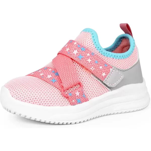 imageSKYWHEEL Toddlers Shoes Girl Sneakers Cushioning Breathable Tennis Running Athletic Shoes Size 8 Orange Pink
