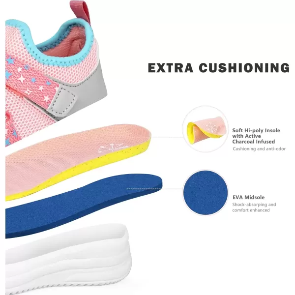 imageSKYWHEEL Toddlers Shoes Girl Sneakers Cushioning Breathable Tennis Running Athletic Shoes Size 8 Orange Pink