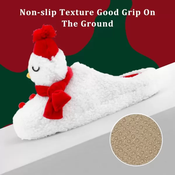 imageSKYWHEEL Womens Reindeer Slippers Christmas Family Holiday Slippers for Winter House Outdoor Indoor Bedroom Soft Comfy Plush Warm Nonslip SlippersWhite Snowman Slipper