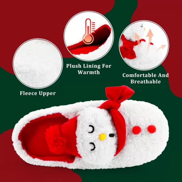 imageSKYWHEEL Womens Reindeer Slippers Christmas Family Holiday Slippers for Winter House Outdoor Indoor Bedroom Soft Comfy Plush Warm Nonslip SlippersWhite Snowman Slipper