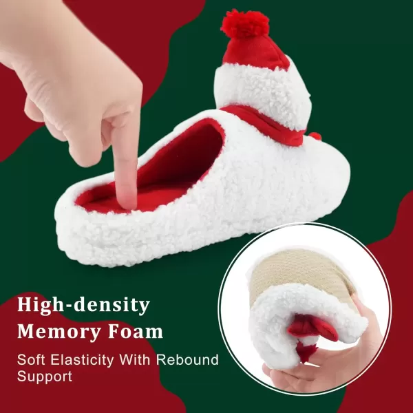 imageSKYWHEEL Womens Reindeer Slippers Christmas Family Holiday Slippers for Winter House Outdoor Indoor Bedroom Soft Comfy Plush Warm Nonslip SlippersWhite Snowman Slipper