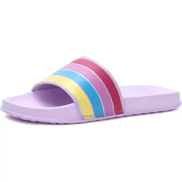 imageSKYWHEEL Black Big Kids Slides Shoes Boys Non Slip Triangle Geometric Art Sandals Outdoor Slippers127purple