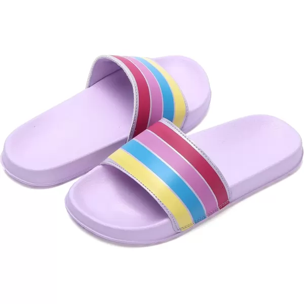 imageSKYWHEEL Black Big Kids Slides Shoes Boys Non Slip Triangle Geometric Art Sandals Outdoor Slippers127purple