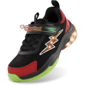 imageSKYWHEEL Kids Tennis Shoes for Boys Girls Footwear Light Up Shoes LED Sneakers with Switch Walking Running Shoes Toddler Size 10 to Big Kids Size 5BlackRed Kids Ligth Up Shoes