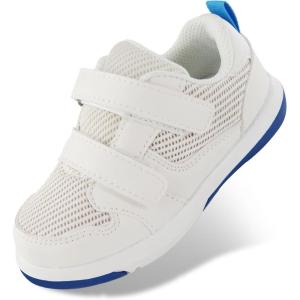 imageSKYWHEEL Toddler Boys Girls Tennis Shoes Kids Slip On Barefoot Shoes Wide Casual Walking Running Sneakers for Little Kids110toddler White Sneaker