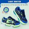 imageSKYWHEEL Kids Sneaker Boys Girls Light Up Shoes with Switch Breathable Athletic Casual Walking Tennis Shoes Boys Girls FootwearNavyGreen Light Up Shoes With Switch