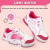 imageSKYWHEEL Kids Sneaker Boys Girls Light Up Shoes with Switch Breathable Athletic Casual Walking Tennis Shoes Boys Girls FootwearWhitePink Light Up Shoes With Switch