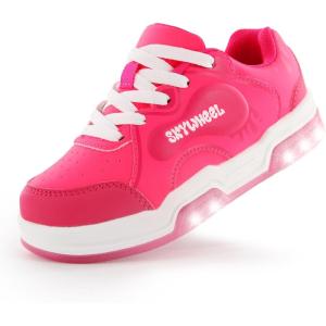 imageSKYWHEEL Kids Sneaker Boys Girls Light Up Shoes with Switch Breathable Athletic Casual Walking Tennis Shoes Boys Girls FootwearHot Pink Light Up Shoes With Switch