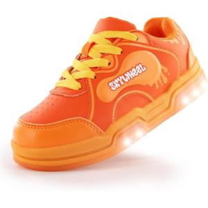 imageSKYWHEEL Kids Sneaker Boys Girls Light Up Shoes with Switch Breathable Athletic Casual Walking Tennis Shoes Boys Girls FootwearOrange Light Up Shoes With Switch