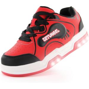 imageSKYWHEEL Kids Sneaker Boys Girls Light Up Shoes with Switch Breathable Athletic Casual Walking Tennis Shoes Boys Girls FootwearRedBlack Light Up Shoes With Switch