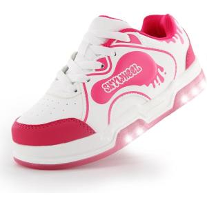 imageSKYWHEEL Kids Sneaker Boys Girls Light Up Shoes with Switch Breathable Athletic Casual Walking Tennis Shoes Boys Girls FootwearWhitePink Light Up Shoes With Switch