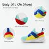imageSKYWHEEL Toddler Tennis Shoes Boys Girls Barefoot Slip On Shoes Kids Lightweight Breathable Sports Sneakers for Walking RunningBlueGreen