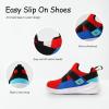 imageSKYWHEEL Toddler Tennis Shoes Boys Girls Barefoot Slip On Shoes Kids Lightweight Breathable Sports Sneakers for Walking RunningRedBlack