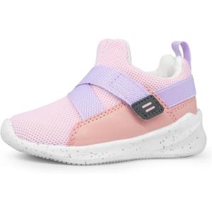imageSKYWHEEL Toddler Tennis Shoes Boys Girls Barefoot Slip On Shoes Kids Lightweight Breathable Sports Sneakers for Walking RunningPink