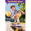 imageSKYWHEEL Kids Sneakers for Boys Girls Skate Shoes Lace up Athletic Running Walking Light Up Tennis Shoes Size 11 to Big Kids Size 3YellowPurple Light Up Shoes With Switch