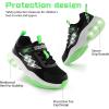 imageSKYWHEEL Kids Sneakers for Boys Light Up Shoes with Switch Tennis Running Athletic Shoes Toddler Size 10 to Big Kids Size 5BlackGreen Kids Ligth Up Shoes