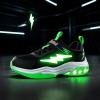 imageSKYWHEEL Kids Sneakers for Boys Light Up Shoes with Switch Tennis Running Athletic Shoes Toddler Size 10 to Big Kids Size 5BlackGreen Kids Ligth Up Shoes