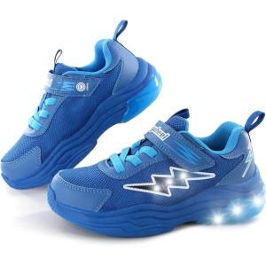 imageSKYWHEEL Kids Sneakers for Boys Light Up Shoes with Switch Tennis Running Athletic Shoes Toddler Size 10 to Big Kids Size 5Blue Kids Ligth Up Shoes