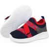 imageSKYWHEEL Little Boys Athletic Shoes Cushioning Running AntiSlip Shoes Little Kids Slip on Sneakers Size 11 Red Navy
