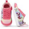 imageSKYWHEEL Toddler Wide Toe Box Shoes Lightweight SlipOn Cartoon Sneakers for Boys and Girls Breathable Barefoot Style Extra Comfort for Chubby FeetGirls Pink Shoes