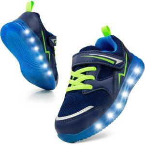 imageSKYWHEEL Toddler Girls Boys Light up Shoes LED Flashing Lightweight Mesh Breathable Walking Sneakers for Toddler and Little Kids RunningDark Blue Light Up Shoes