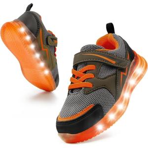 imageSKYWHEEL Toddler Girls Boys Light up Shoes LED Flashing Lightweight Mesh Breathable Walking Sneakers for Toddler and Little Kids RunningGrey Boys Light Up Shoes