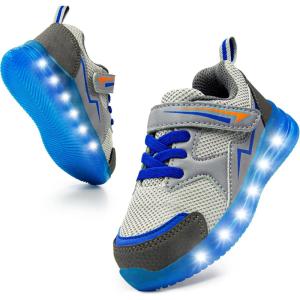 imageSKYWHEEL Toddler Girls Boys Light up Shoes LED Flashing Lightweight Mesh Breathable Walking Sneakers for Toddler and Little Kids RunningGrey Light Up Shoes