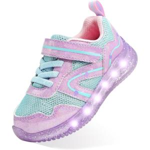 imageSKYWHEEL Toddler Girls Boys Light up Shoes LED Flashing Lightweight Mesh Breathable Walking Sneakers for Toddler and Little Kids RunningPurple Toddler Shoes