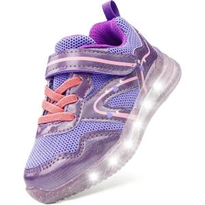 imageSKYWHEEL Toddler Girls Boys Light up Shoes LED Flashing Lightweight Mesh Breathable Walking Sneakers for Toddler and Little Kids RunningToddler Purple Girl Light Up Shoes