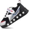 imageSKYWHEEL Light Up Sneakers for Toddlers EasyOn with Hook ampamp Loop Lightweight Breathable and SoftBlack Silver Light Up Shoes