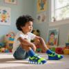 imageSKYWHEEL Light Up Sneakers for Toddlers EasyOn with Hook ampamp Loop Lightweight Breathable and SoftGreen Light Up Shoes for Boys