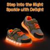 imageSKYWHEEL Light Up Sneakers for Toddlers EasyOn with Hook ampamp Loop Lightweight Breathable and SoftGrey Boys Light Up Shoes