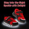 imageSKYWHEEL Light Up Sneakers for Toddlers EasyOn with Hook ampamp Loop Lightweight Breathable and SoftRed Light Up Shoes for Boys