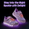 imageSKYWHEEL Light Up Sneakers for Toddlers EasyOn with Hook ampamp Loop Lightweight Breathable and SoftToddler Purple Girl Light Up Shoes