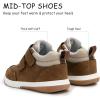 imageSKYWHEEL Toddler Shoes Boys Ankle Support Boots High Top Casual Stain Resistant Sneakers for Fall Winter and SpringToddler Brown Sneakers