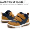 imageSKYWHEEL Toddler Shoes Boys Ankle Support Boots High Top Casual Stain Resistant Sneakers for Fall Winter and SpringToddler Caramelnavy Sneakers