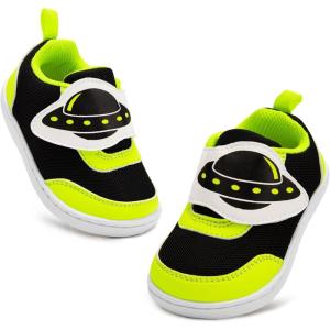 imageSKYWHEEL Toddler Boys Shoes Wide Barefoot Casual Walking Running Shoe for Toddlers Tennis SlipOn Cartoon Sneakers for Little Kids Comfortable DurableToddler Black Space Shoes