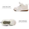 imageSKYWHEEL Boys High Top Sneakers Toddler Boots with Hook and Loop Ankle Support Wide Toe Shoes for KidsBeige White