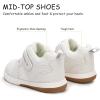 imageSKYWHEEL Boys High Top Sneakers Toddler Boots with Hook and Loop Ankle Support Wide Toe Shoes for KidsBeige White