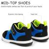 imageSKYWHEEL Boys High Top Sneakers Toddler Boots with Hook and Loop Ankle Support Wide Toe Shoes for KidsBlack Blue