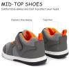 imageSKYWHEEL Boys High Top Sneakers Toddler Boots with Hook and Loop Ankle Support Wide Toe Shoes for KidsDark Gray