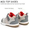 imageSKYWHEEL Boys High Top Sneakers Toddler Boots with Hook and Loop Ankle Support Wide Toe Shoes for KidsGrey