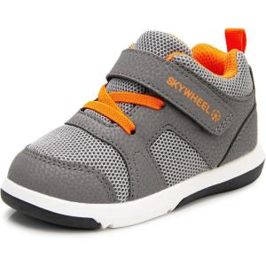 imageSKYWHEEL Boys High Top Sneakers Toddler Boots with Hook and Loop Ankle Support Wide Toe Shoes for KidsDark Gray