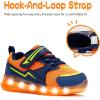 imageSKYWHEEL Light Up Sneakers for Toddlers EasyOn with Hook ampamp Loop Lightweight Breathable and SoftToddler Orange Light Up Sneakers