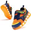 imageSKYWHEEL Light Up Sneakers for Toddlers EasyOn with Hook ampamp Loop Lightweight Breathable and SoftToddler Orange Light Up Sneakers