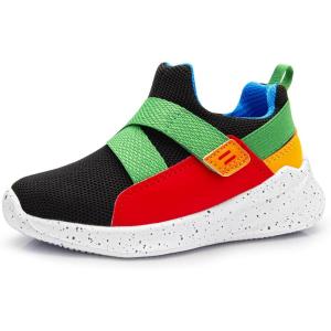 imageSKYWHEEL Toddler Tennis Shoes Boys Girls Barefoot Slip On Shoes Kids Lightweight Breathable Sports Sneakers for Walking RunningBlack Green Toddler Shoes