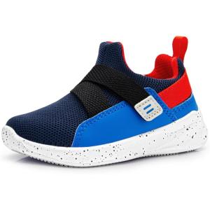 imageSKYWHEEL Toddler Tennis Shoes Boys Girls Barefoot Slip On Shoes Kids Lightweight Breathable Sports Sneakers for Walking RunningNavy Toddler Shoes