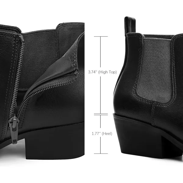 imageMIXIN Chelsea Boots Women Fashion Ankle Booties Classic Low Heel Side Zip Shoes for Women Black BrownBlackpu