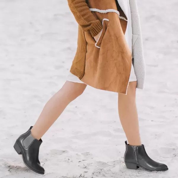 imageMIXIN Chelsea Boots Women Fashion Ankle Booties Classic Low Heel Side Zip Shoes for Women Black BrownBlackpu