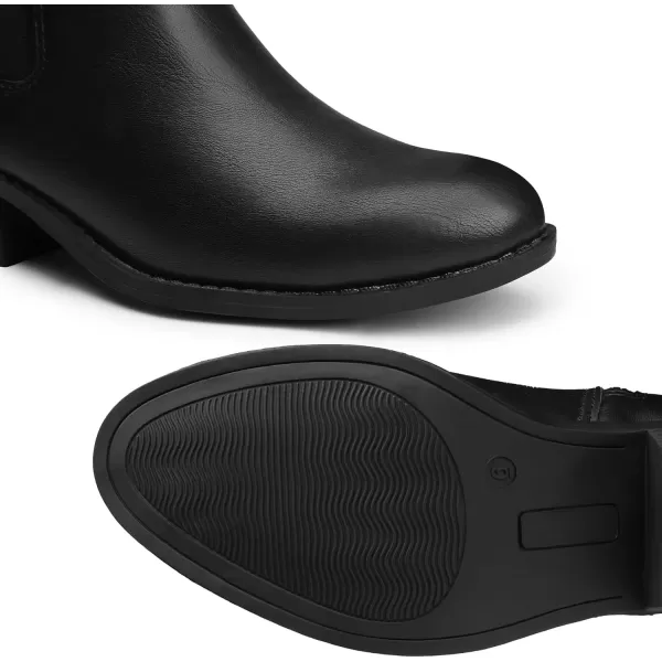 imageMIXIN Chelsea Boots Women Fashion Ankle Booties Classic Low Heel Side Zip Shoes for Women Black BrownBlackpu